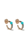 POMELLATO 18KT ROSE GOLD M’AMA NON M’AMA TURQUOISE AND ZIRCON HOOPS
