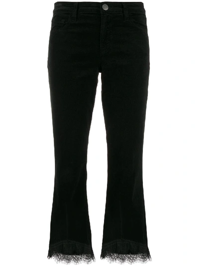 J Brand Lace Detail Cropped-length Trousers In Black