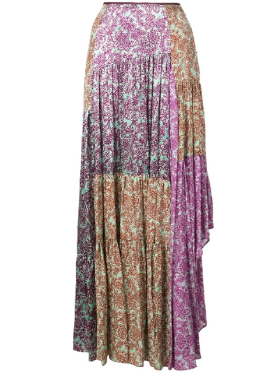 Amur Scout Pleated Floral Silk Maxi Skirt In Multicolour