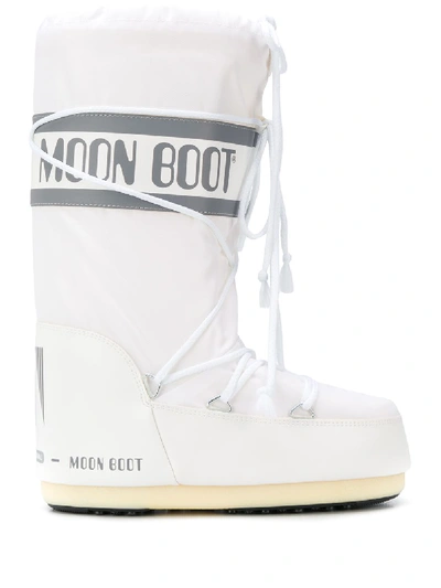 Moon Boot Logo Drawstring Boots In White