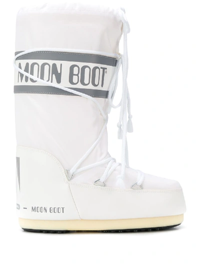 Moon Boot Icon Shell And Faux Leather Snow Boots In White
