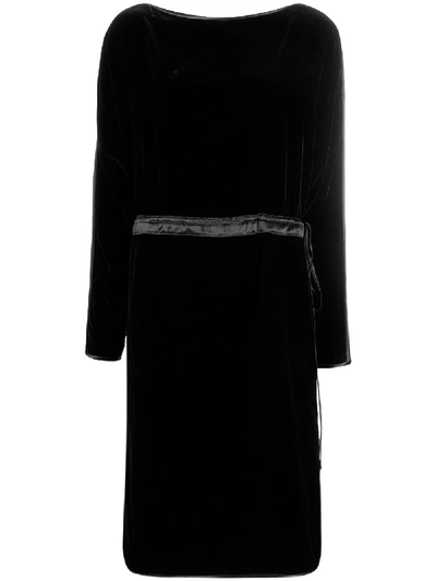 Gucci Velvet Drawstring Midi Dress In Black