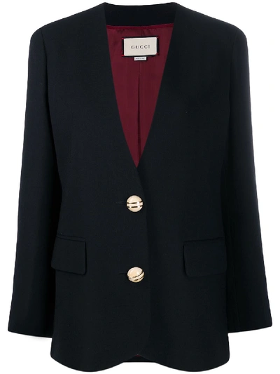 Gucci Women's Double Wool-blend Crepe Single-breasted Jacket In Navy