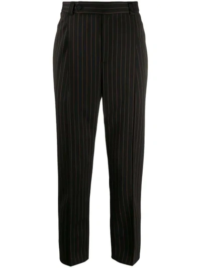 Styland Striped Cropped Trousers In Black