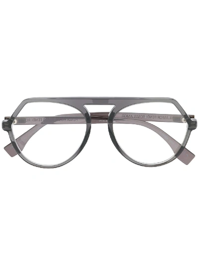 Fendi Round Frame Glasses In 黑色