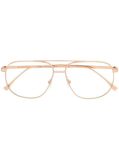 Fendi Aviator-style Glasses In 金色