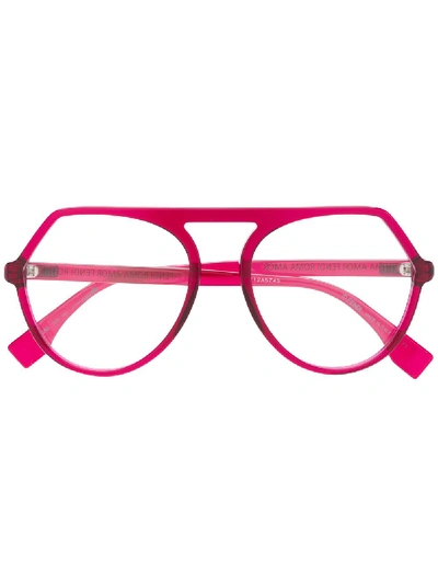 Fendi Oversized Glasses In 红色
