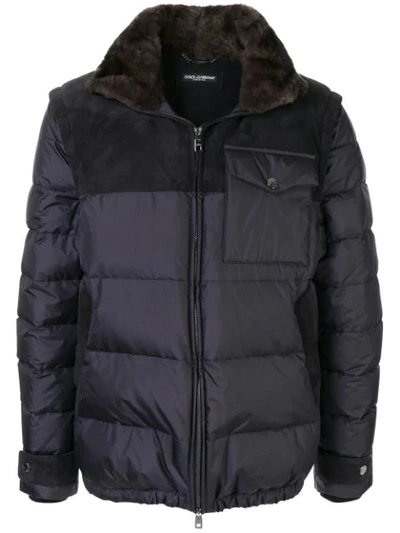Dolce & Gabbana Padded Zip-front Jacket In Blue