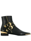 VERSACE BUCKLE STUD ANKLE BOOTS