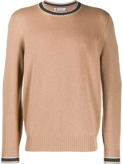 Brunello Cucinelli Long-sleeve Fitted Sweater In Neutrals