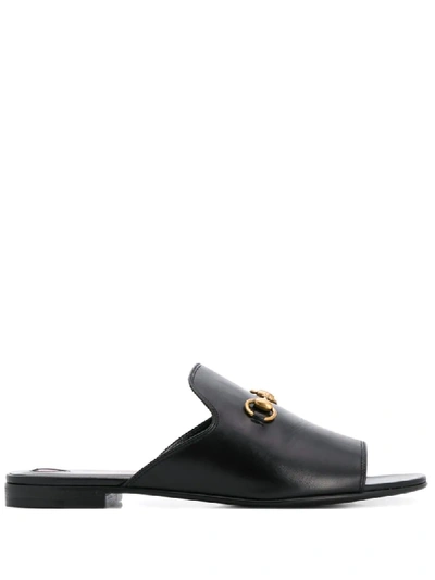 Gucci Slip-on Horsebit Buckle Sandals In Black