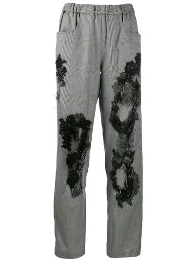 Almaz Plaid Trousers With Lace Details In Black