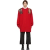 RAF SIMONS RAF SIMONS RED OVERSIZED PATCHES SWEATER