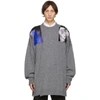 RAF SIMONS RAF SIMONS GREY OVERSIZED PATCHES SWEATER