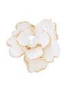 KENNETH JAY LANE Goldtone & Glass Pearl Bead Floral Pin