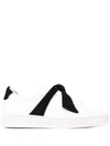 Alexandre Birman Clarita Bow-embellished Suede-trimmed Leather Slip-on Sneakers In White
