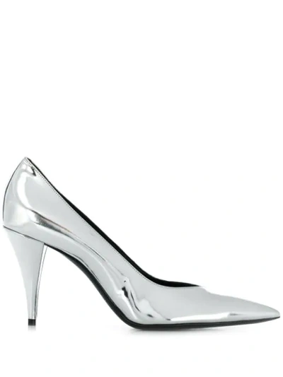 Saint Laurent Kiki Mirrored-leather Pumps In Silver