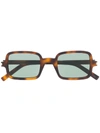 Saint Laurent Rectangular Tortoiseshell-effect Sunglasses In 棕色