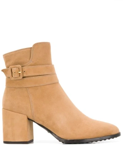 Tod's Buckle Ankle Boots In Neutrals