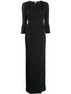JUST CAVALLI CROPPED SLEEVE LONG DRESS