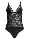 Fleur Du Mal Magnolia Triangle Lace Bodysuit In Black