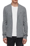 Allsaints Mens Calke Green Mode Open-front Wool Cardigan M In Grey