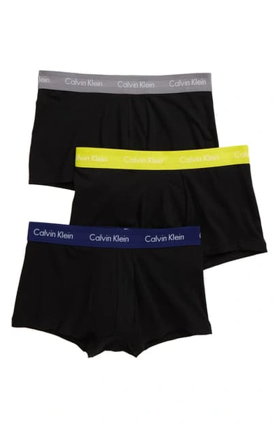 Calvin Klein 3-pack Stretch Cotton Low Rise Trunks In Flame/ Stripe/ Corsair
