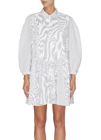 Shushu-tong Puff Sleeve Pinstripe Shirt Dress