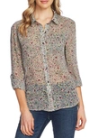 VINCE CAMUTO FLORAL LAYERS ROLL TAB SLEEVE BLOUSE,9059044