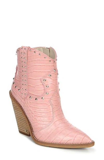 Sam Edelman Iris Western Boot In Canyon Pink Leather