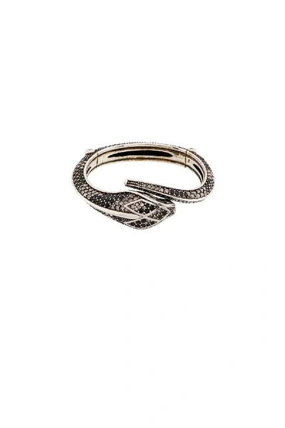 Roberto Cavalli Swarovski Crystal Snake Bracelet In Silver