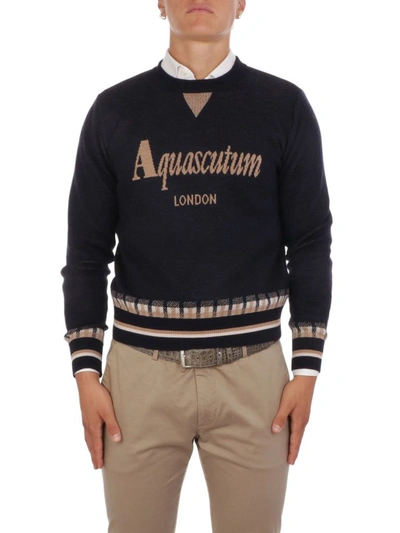 Aquascutum Men's Blue Wool Sweater
