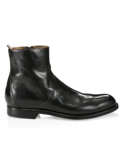 Officine Generale Tempus Leather Ankle Boots In Black
