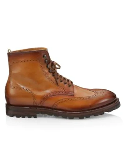 Officine Generale Vail Wingtip Leather Lace-up Boots In Tan