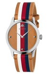 GUCCI G-TIMELESS LEATHER STRAP WATCH, 38MM,YA1264078