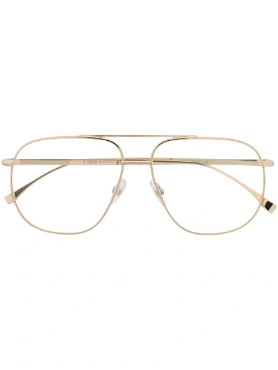 Fendi Roma Amor Pilot-frame Glasses In Gold