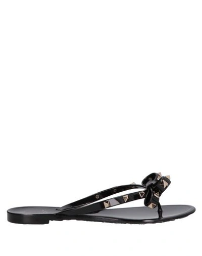 Valentino Garavani Mini Bow Sandals With Platinum-finish Studs In Black