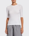 ROSETTA GETTY COTTON CROPPED-SLEEVE T-SHIRT,PROD151950035