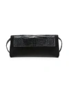 NANCY GONZALEZ Gotham Crocodile-Trimmed Velvet Clutch