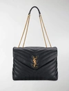 Saint Laurent Loulou Medium Ysl Logo Quilted Leather Bag In Black