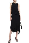 CHALAYAN GATHERED DRAPED SILK CREPE DE CHINE DRESS,3074457345620820455