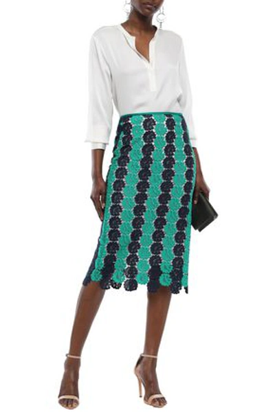 Emilio Pucci Guipure Lace Pencil Skirt In Turquoise