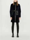 CLAUDIE PIERLOT FLEUR COLLARLESS SHEARLING AND LEATHER COAT,5005-10150-CFPOU00152