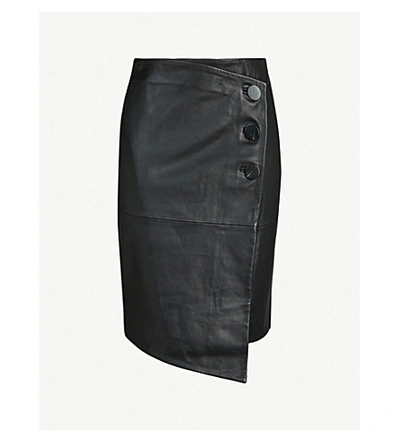 Ba&sh Ba & Sh Lana Asymmetric Leather Skirt In Noir
