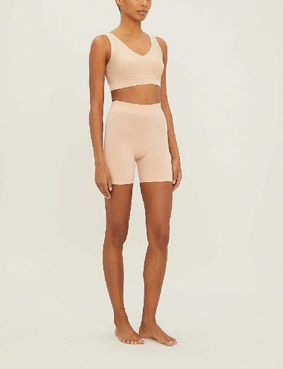 Wolford Cotton Contour Control Stretch-cotton Shorts In Rose Tan