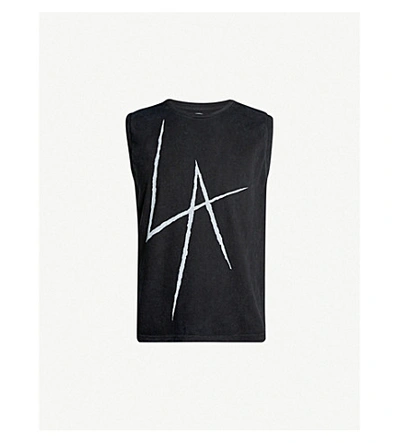 Local Authority Logo-print Cotton-jersey Vest Top In Washed Black