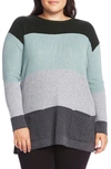 Vince Camuto Colorblock Pocket Sweater In Dark Willow