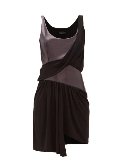 Atlein Ladies Mixed Jersey Draped Dress In Blackberry