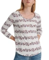 LUCKY BRAND FLORAL STRIPE COTTON T-SHIRT