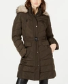 VINCE CAMUTO HOODED FAUX-FUR-TRIM BELTED PUFFER COAT, CREATED FOR MACY'S